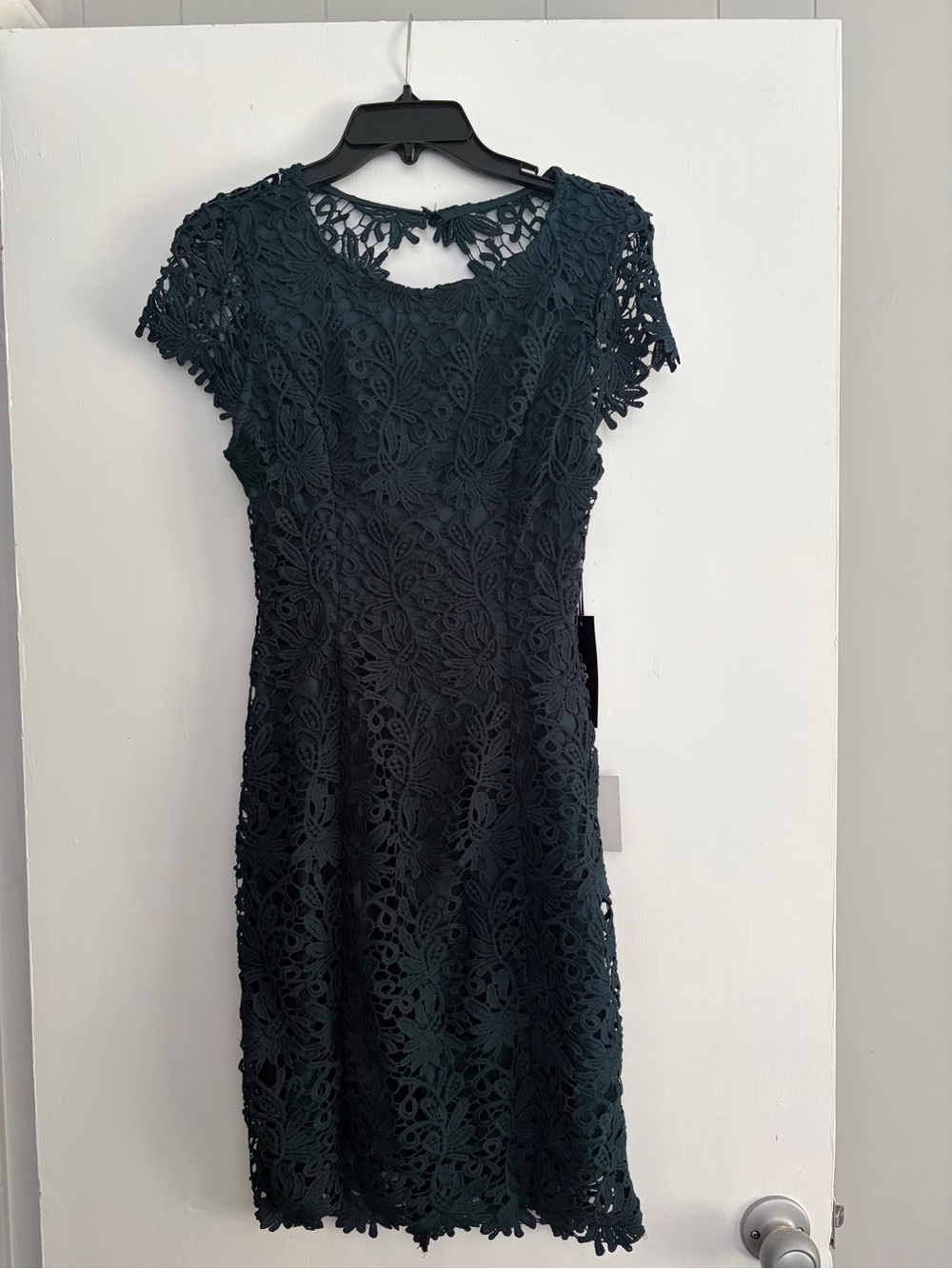 Lulu's Dark Green Floral Lace Open Back Midi Dress